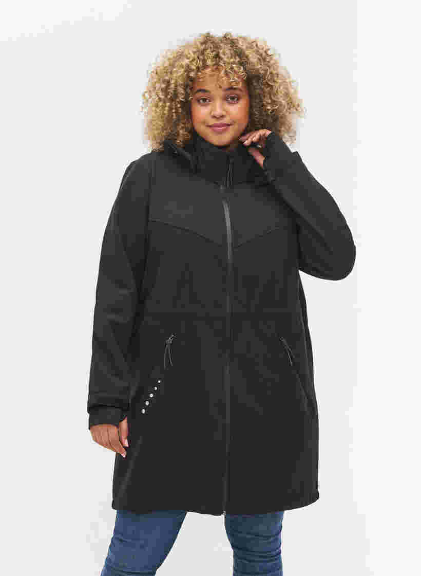 Softshell-takki yhteensopivalla fleeceliivillä, Black Solid, Model image number 0