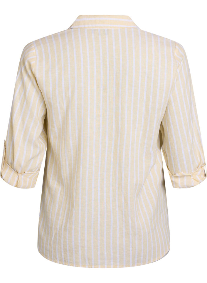 Paita pellavaa ja viskoosia, 3/4-hihoilla, Beige, Packshot image number 1