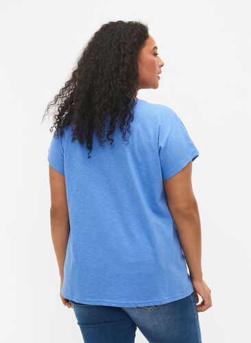 Puuvillainen t-paita lehtiprintillä, Ultramarine C Leaf, Model image number 1
