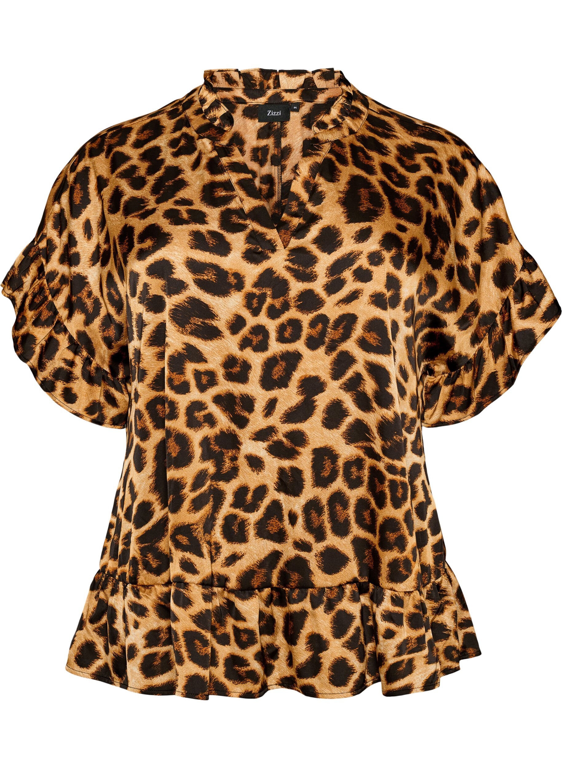 ZizziPusero leopardikuosilla ja r&ouml;yhel&ouml;yksityiskohdilla, Ruskea, Packshot image number 0