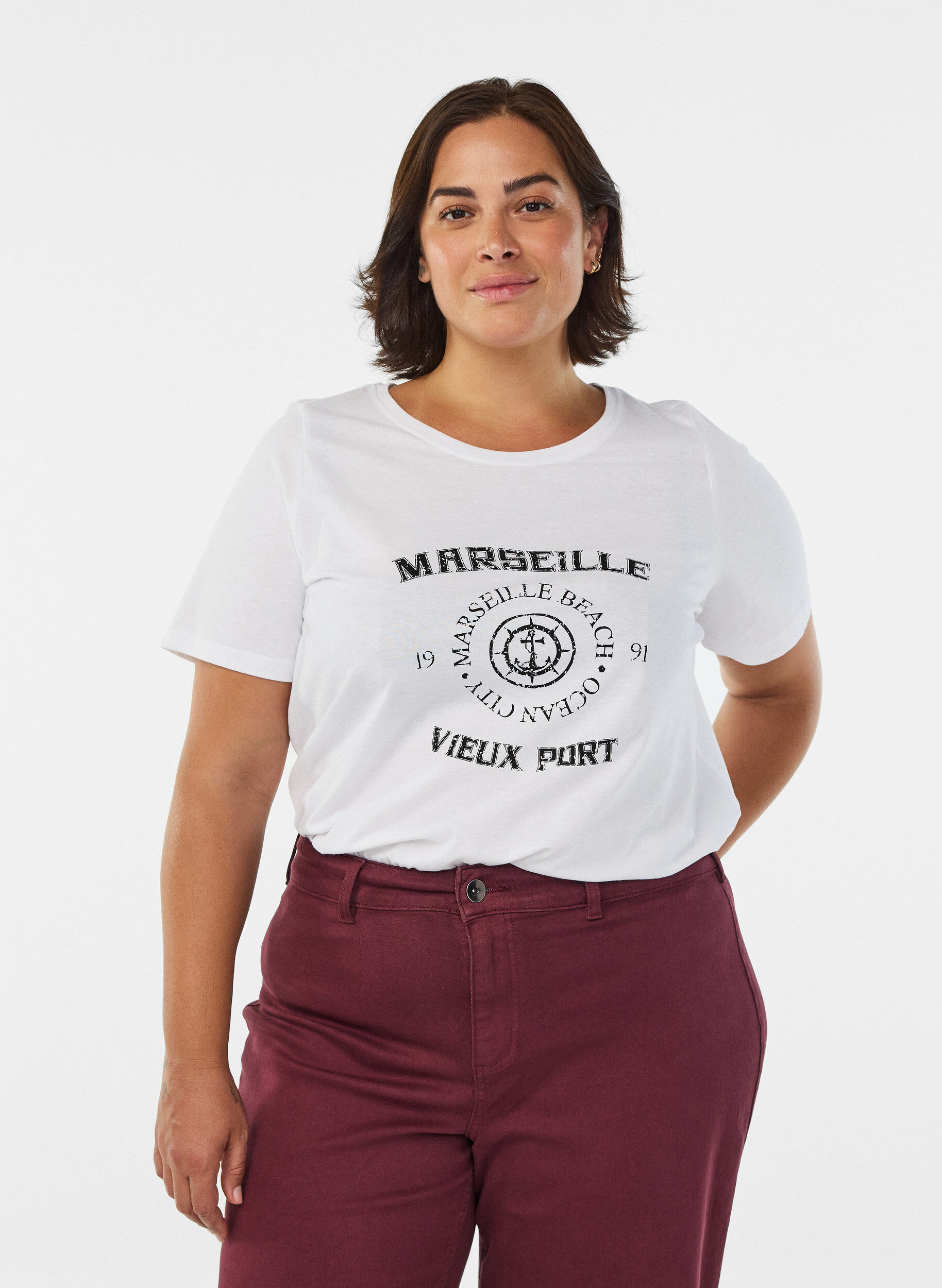 ZizziT-paita printill&auml;, Valkoinen, Model image number 0