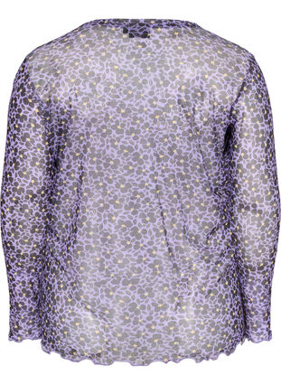Tyköistuva mesh-pusero kukkakuosilla, Purple AOP, Packshot image number 1