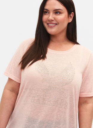 T-paita niiteillä ja pyöreällä pääntiellä, Pale Blush, Model image number 2