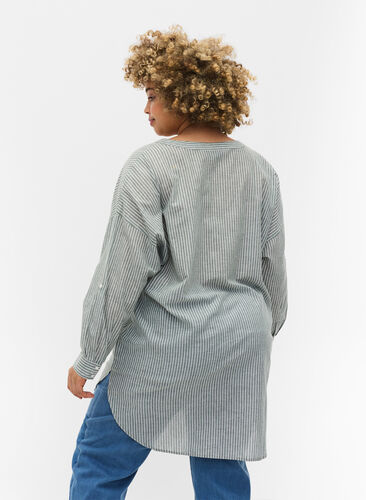 Raidallinen paita 100% puuvillasta, Cilantro Stripe , Model image number 1