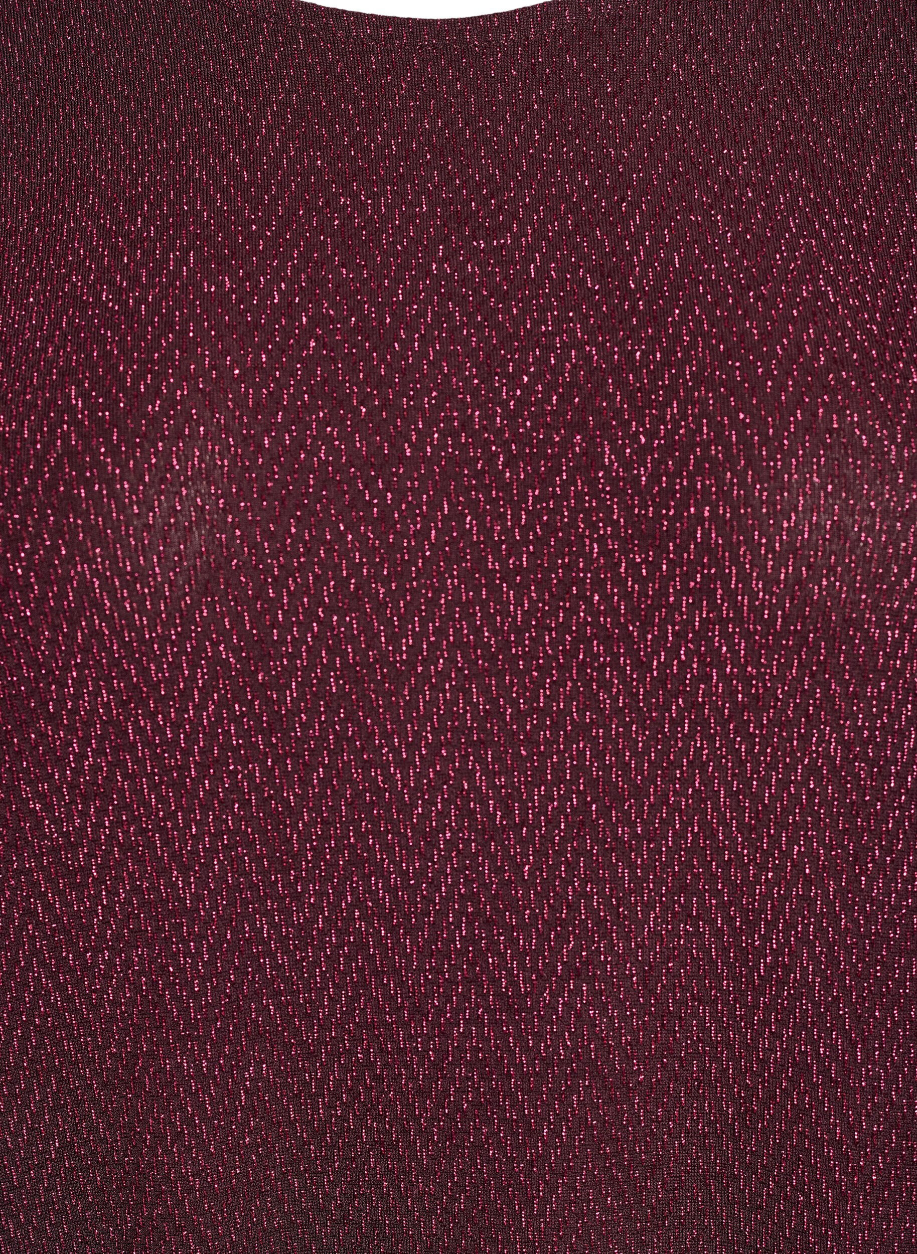 Zizzi Paljettipusero kimallekuviolla ja 3/4-mittaisilla hihoilla, Tumma Bordeaux, Packshot image number 2