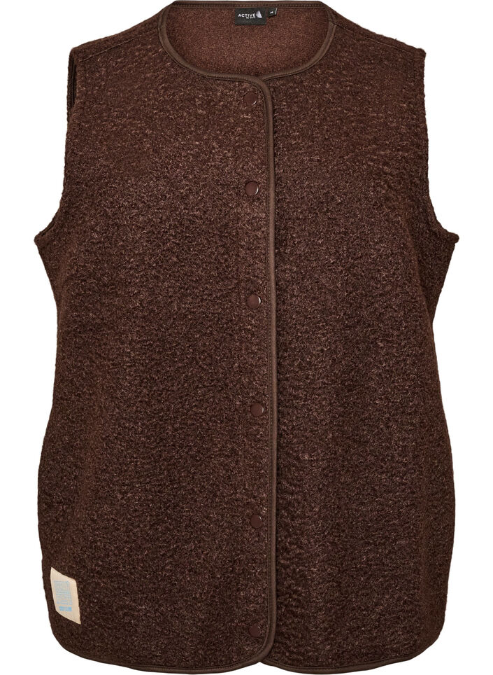 Fleece-liivi neppareilla ja sivutaskuilla, Ruskea, Packshot image number 0