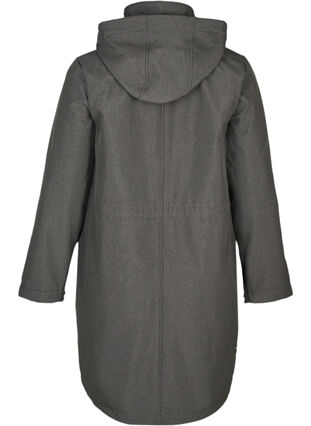 Pitkä hupullinen softshell-takki, Dark Grey Melange, Packshot image number 1