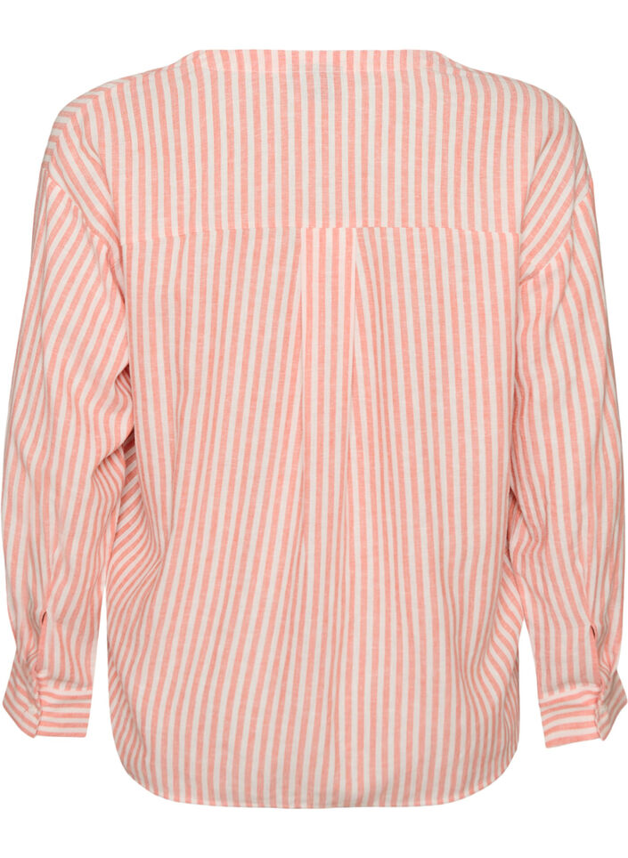 Pusero pellavaa ja viskoosia V-p&auml;&auml;ntiell&auml;, Oranssi, Packshot image number 1