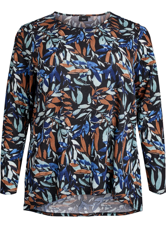 Pitk&auml;hihainen kuviollinen pusero, Sininen, Packshot image number 0