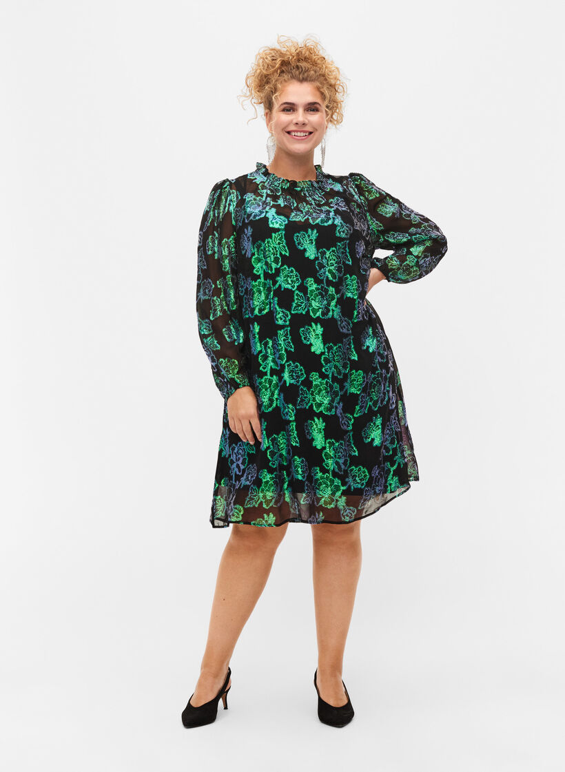 Kukallinen viskoosimekko lurexilla, Black w. Green Lurex, Model image number 2