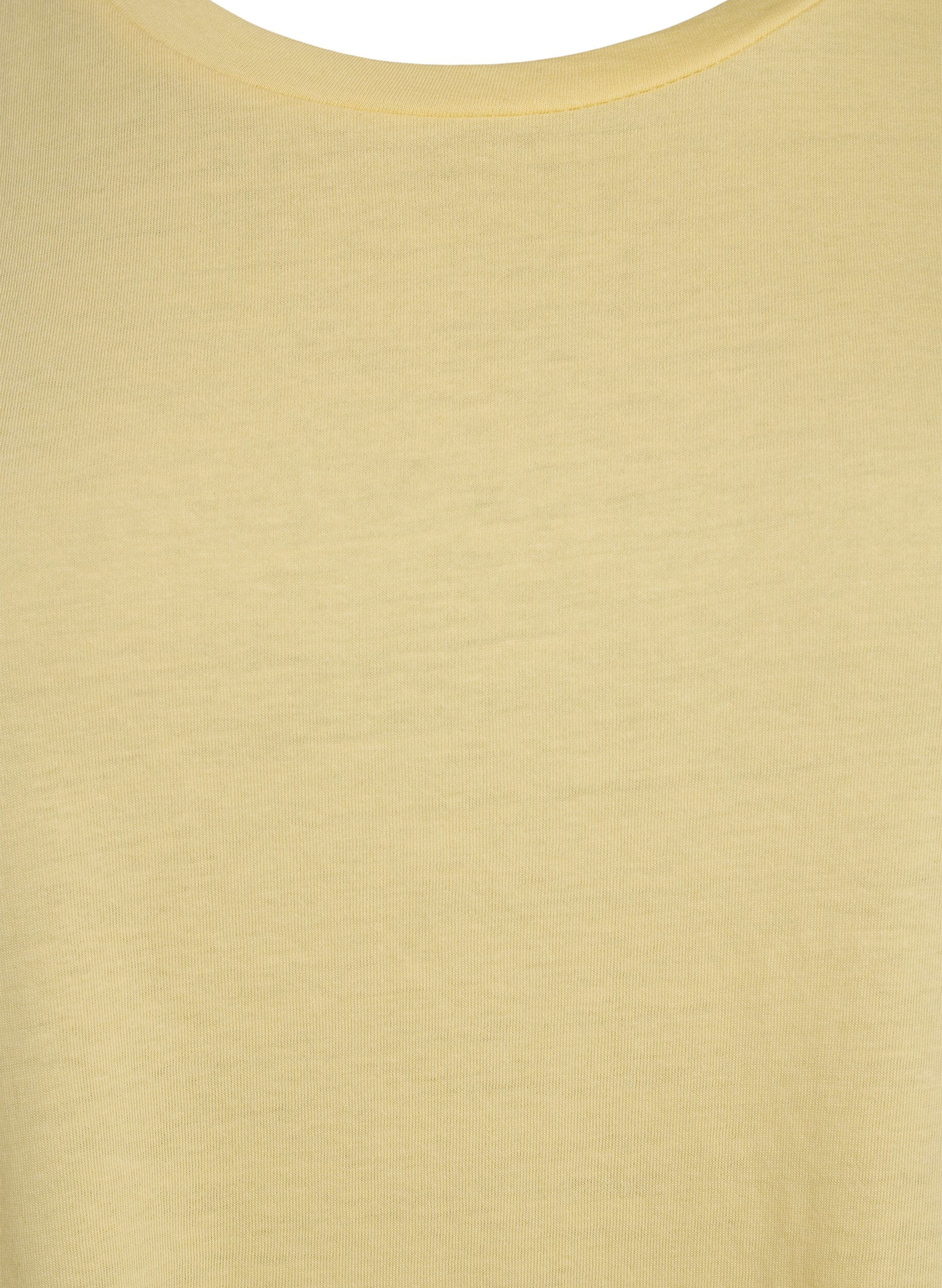 Zizzi Lyhythihainen puuvillasekoitteinen T-paita, Keltainen, Packshot image number 2