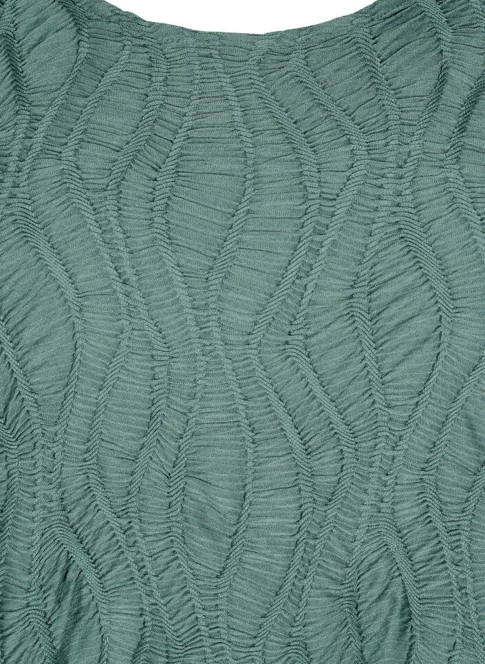 Lyhyt mekko tekstuurilla ja 3/4-hihoilla, Vihreä, Packshot image number 2