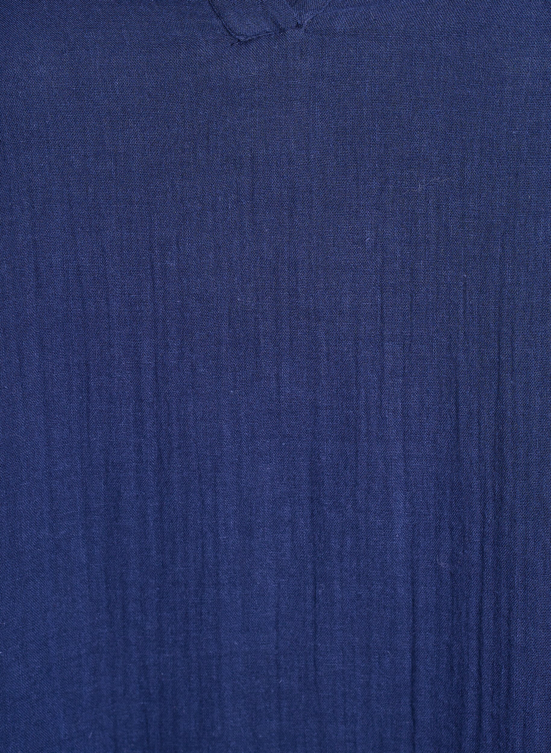 ZizziLyhyt A-linjainen mekko puuvillamusliinista, Sininen, Packshot image number 2