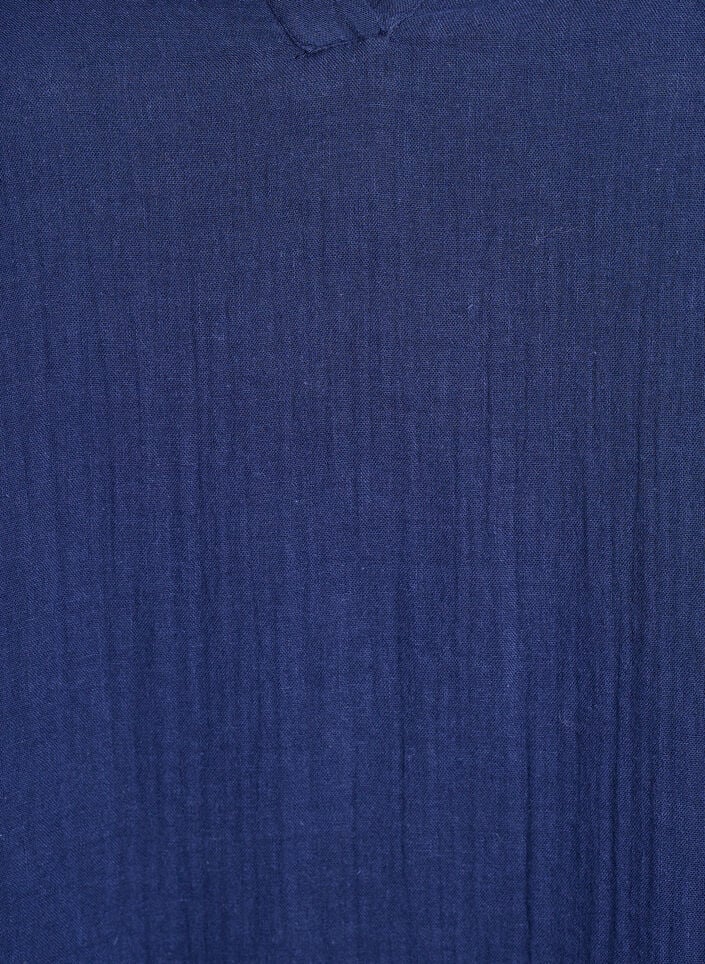 Lyhyt A-linjainen mekko puuvillamusliinista, Sininen, Packshot image number 2