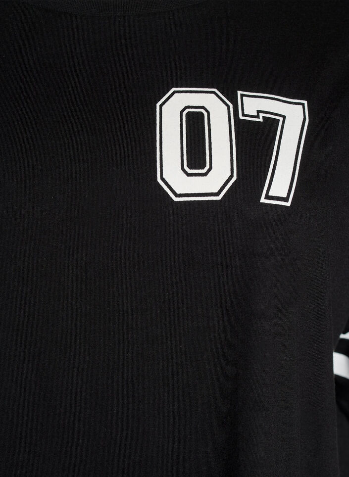 Lyhyt T-paitamekko sporttisilla yksityiskohdilla, Musta, Packshot image number 2