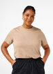 Puuvillainen perus-T-paita, jossa on py&ouml;re&auml; kaula-aukko, Beige, Model image number 0