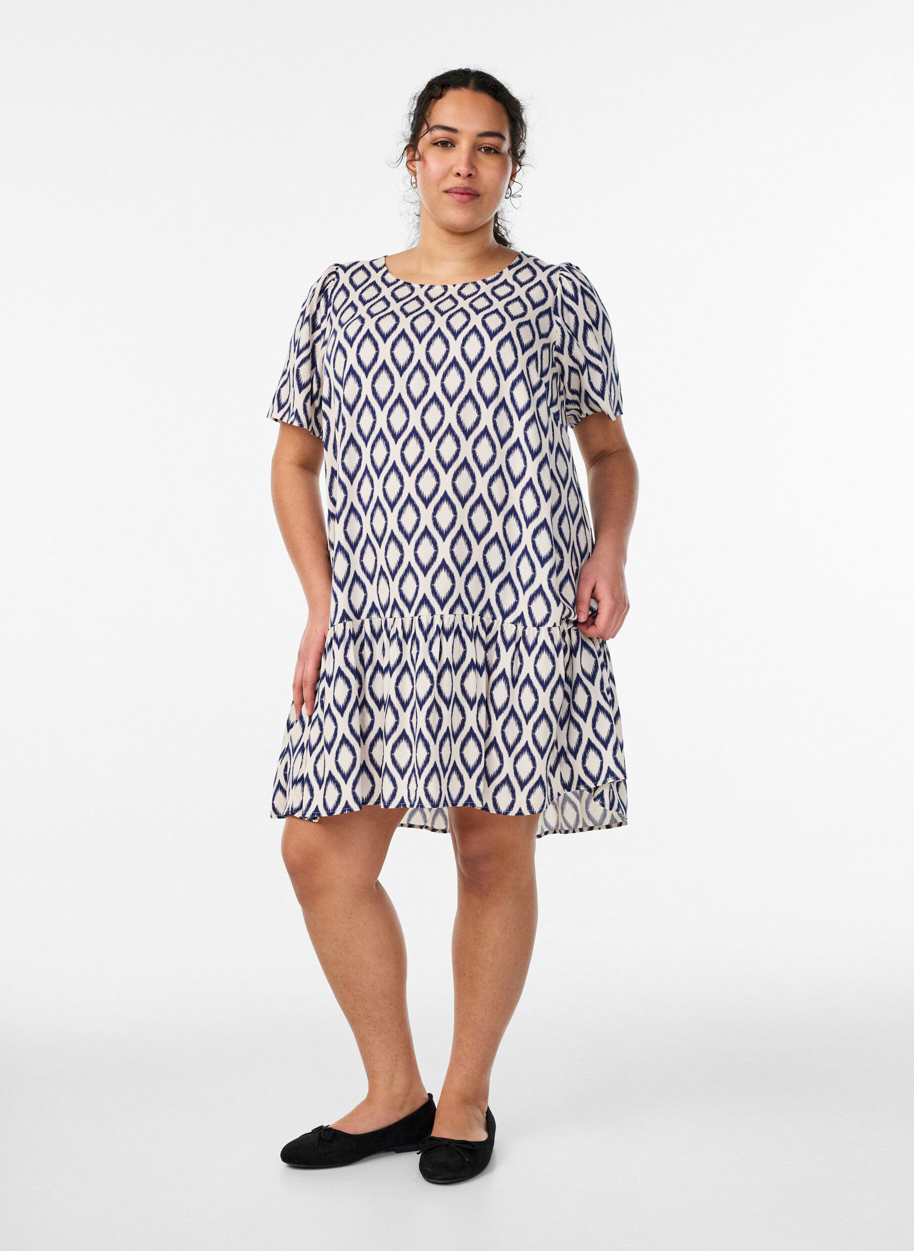 ZizziViskoosimekko leikkauslinjalla, Sininen, Model image number 1