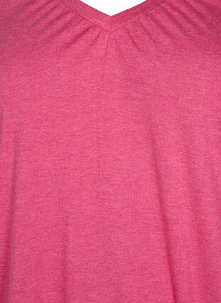Meleerattu t-paita jostavalla helmalla, Beetroot Purple Mél, Packshot image number 2