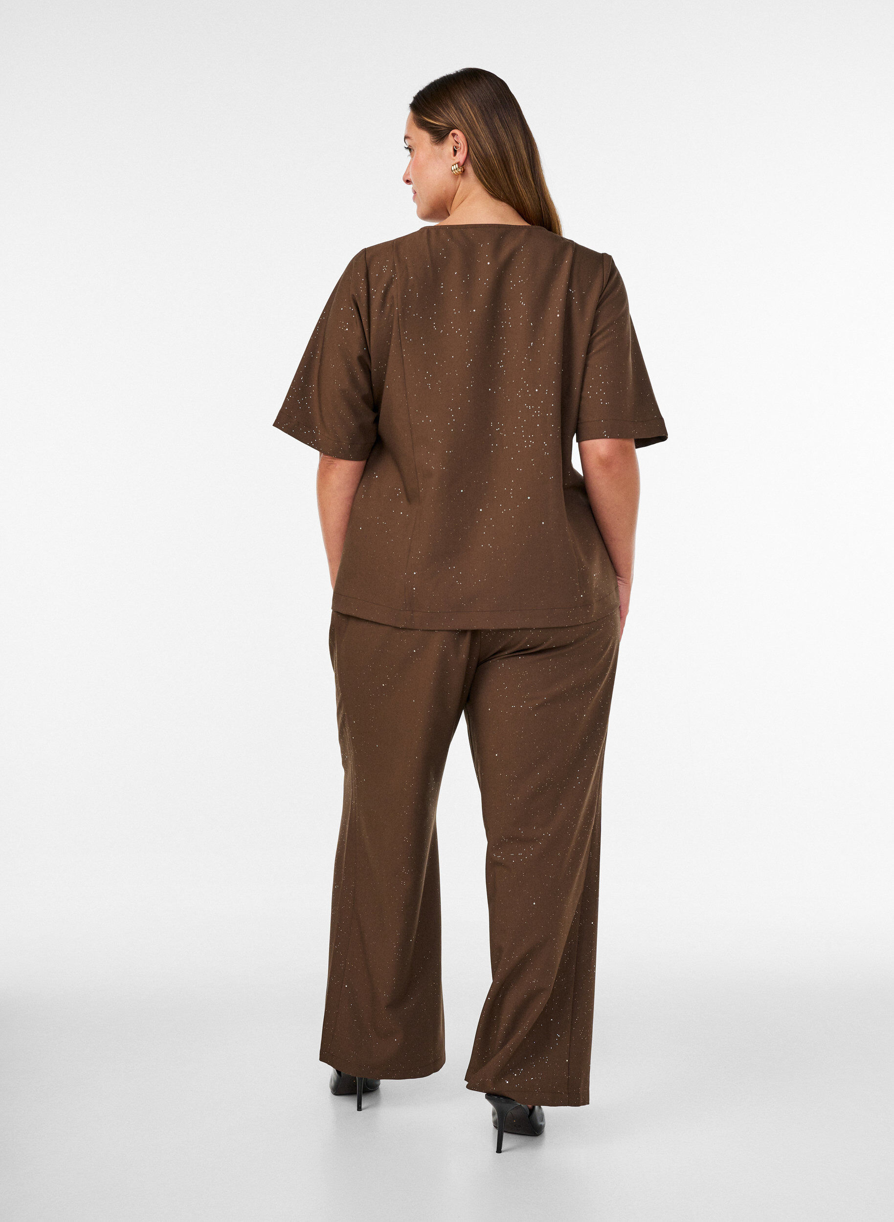 ZizziKimaltelevat leve&auml;lahkeiset housut, Ruskea, Model image number 1