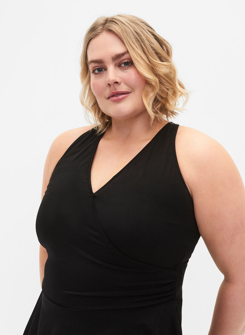 Uimamekko ristikkäisellä selällä ja hameella, Black, Model image number 2