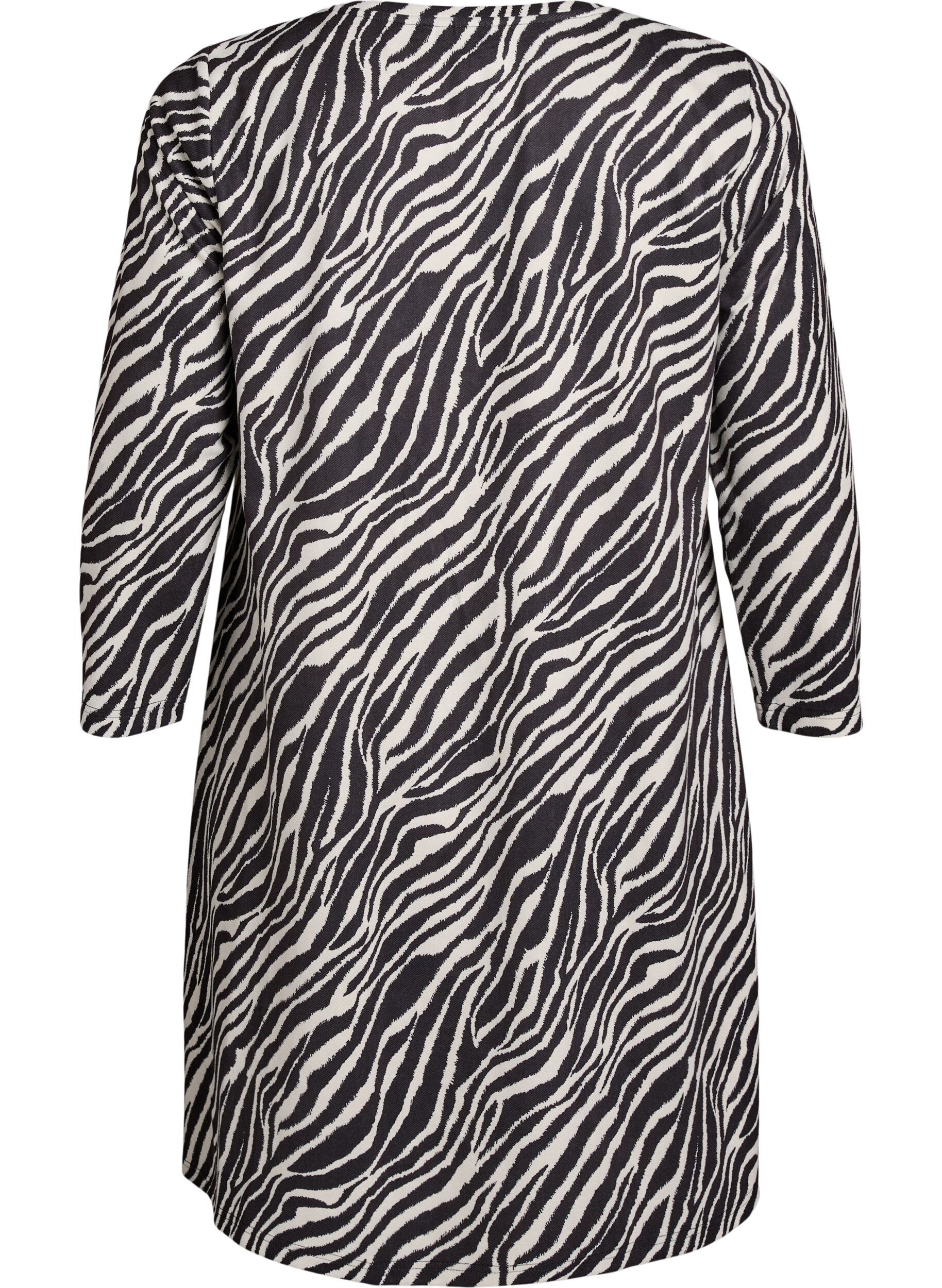 Zizzi Lyhyt A-linjainen mekko 7/8-hihoilla, Musta, Packshot image number 1