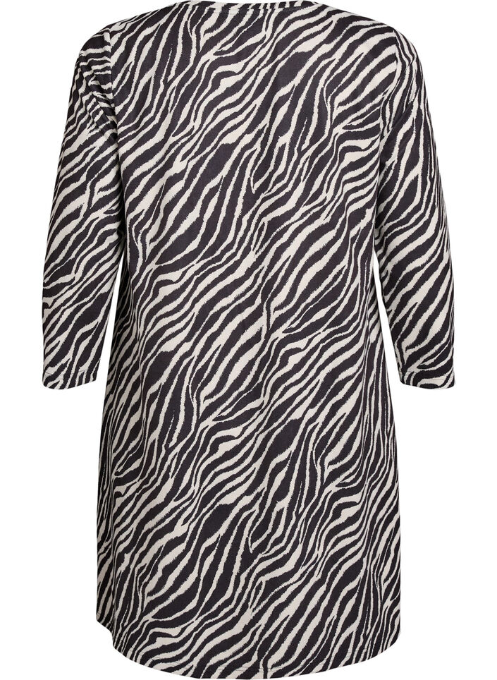 Lyhyt A-linjainen mekko 7/8-hihoilla, Musta, Packshot image number 1