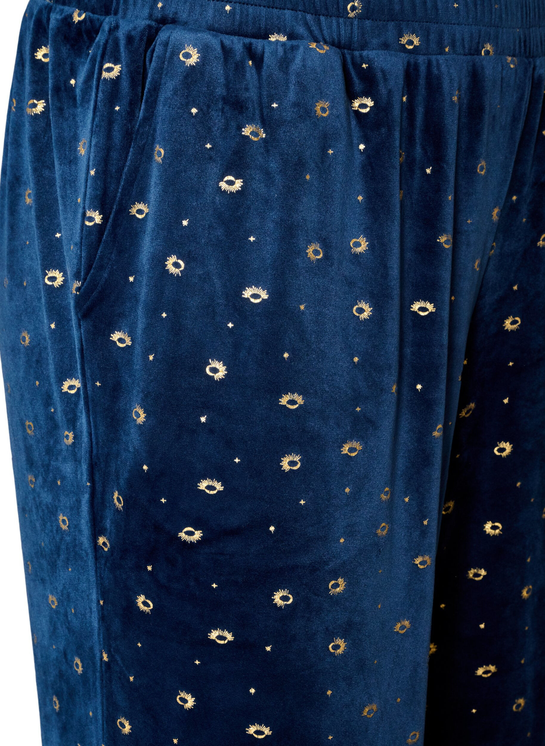 ZizziVelour-pyjama housut kokopainatuksella, Sininen, Packshot image number 2