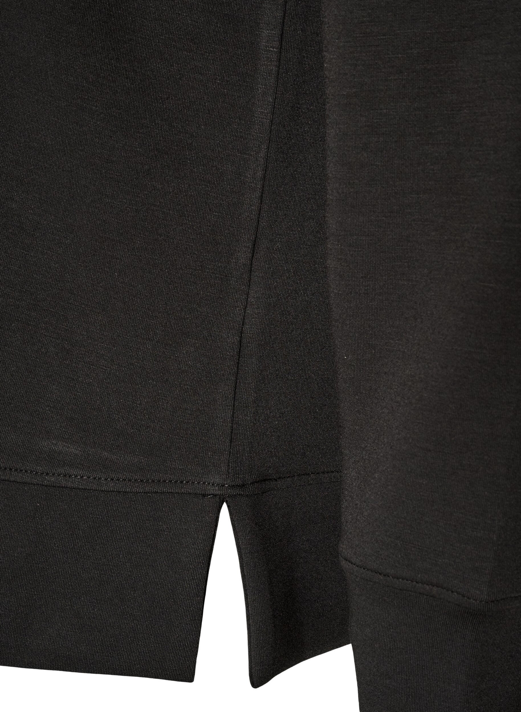 ZizziPitk&auml;hihainen jerseypusero py&ouml;re&auml;ll&auml; p&auml;&auml;ntiell&auml;, Musta, Packshot image number 3