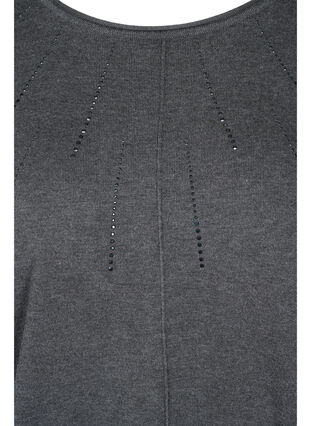 Viskoosisekoitteesta valmistettu neulepusero koristekivillä, Dark Grey Melange, Packshot image number 2