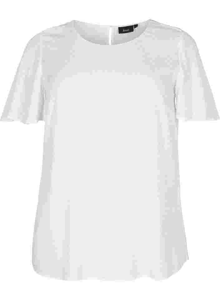 Strukturoitu viskoosipusero lepakkohihoilla, Bright White, Packshot image number 0