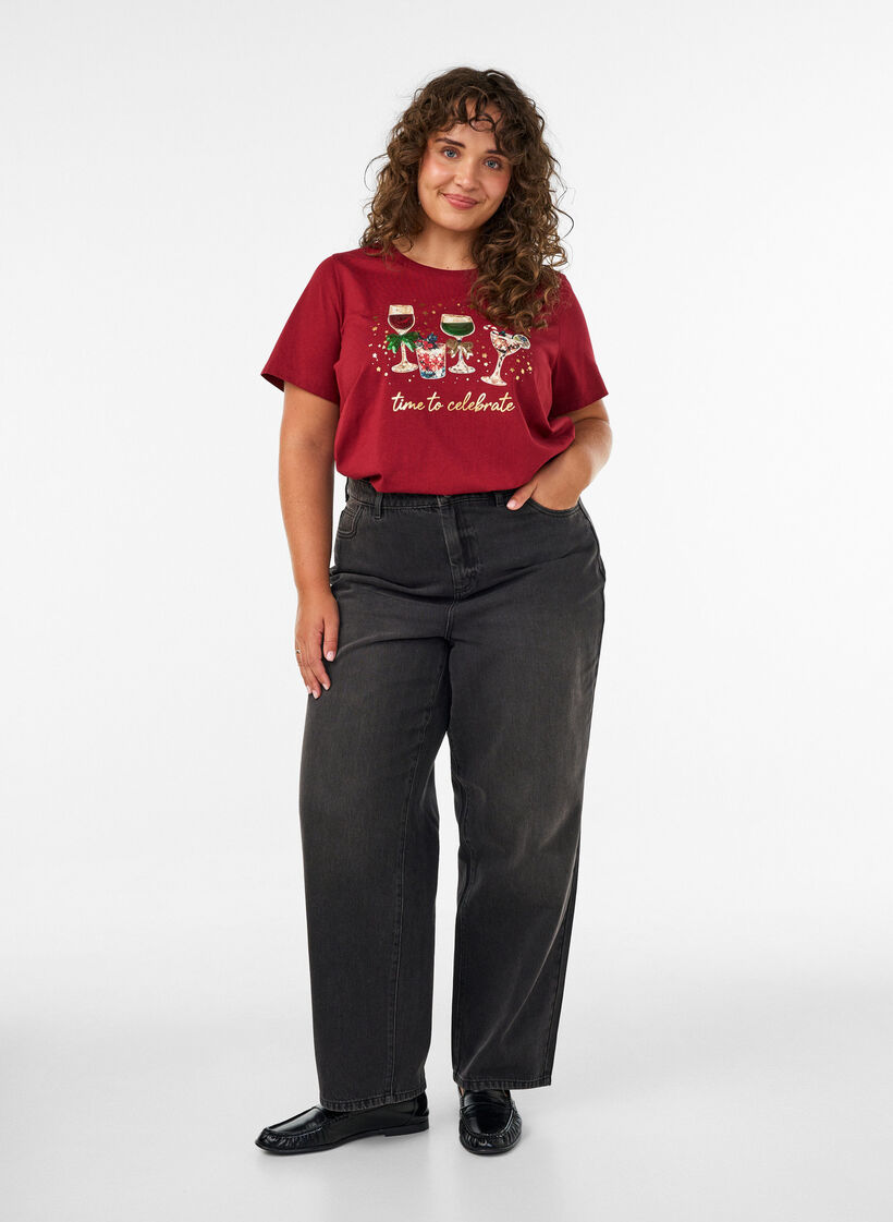 Joulupaita luomupuuvillasta, Punainen, Model image number 1
