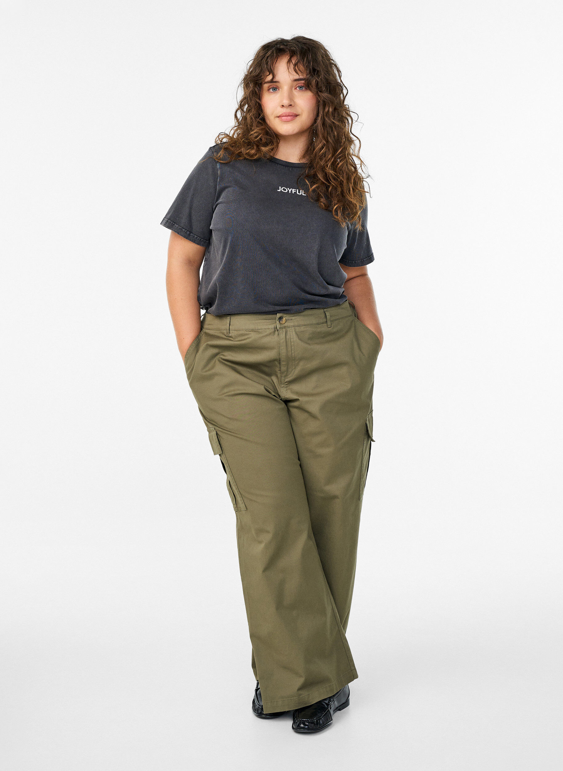 Zizzi Luomupuuvillainen T-paita takapainatuksella, Harmaa, Model image number 1