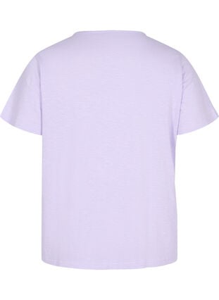 T-paita puuvillaa pitsillä, Lavender, Packshot image number 1