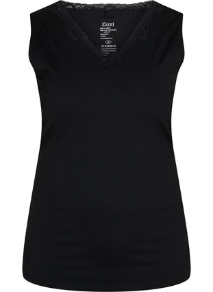 Kevyt shapewear -toppi pitsillä, Black, Packshot image number 0
