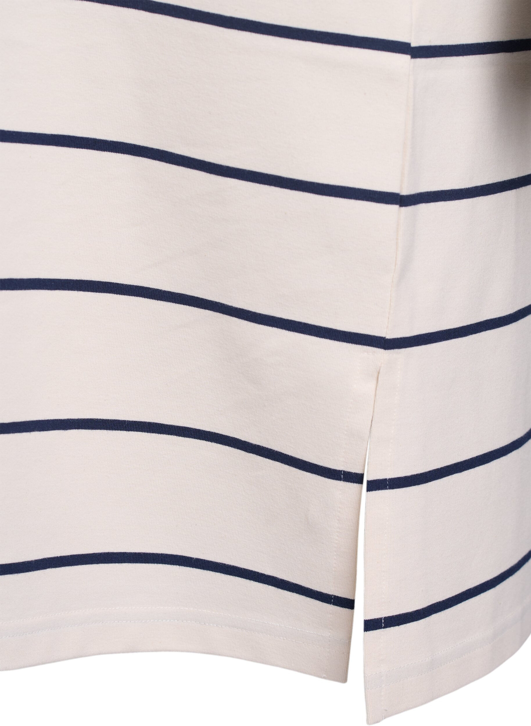 Zizzi Lyhyt raidallinen trikoomekko, Beige, Packshot image number 3