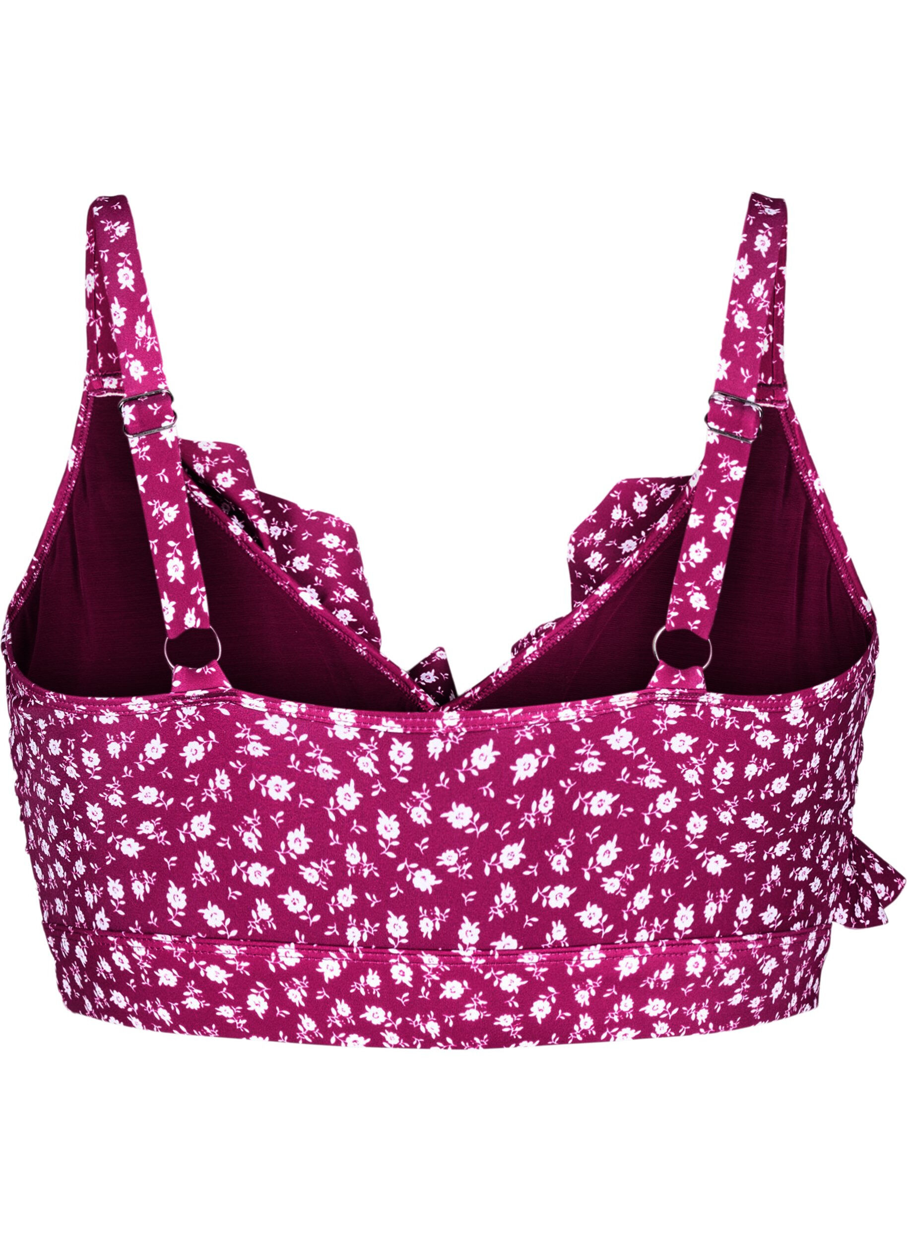 Zizzi Kukallinen bikinien yl&auml;osa r&ouml;yhel&ouml;yksityiskohdilla, Punainen, Packshot image number 1