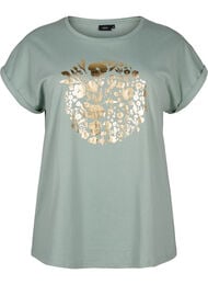 Orgaanisesta puuvillasta valmistettu T-paita kultaisella painatuksella, Ch.Green Gold Flower