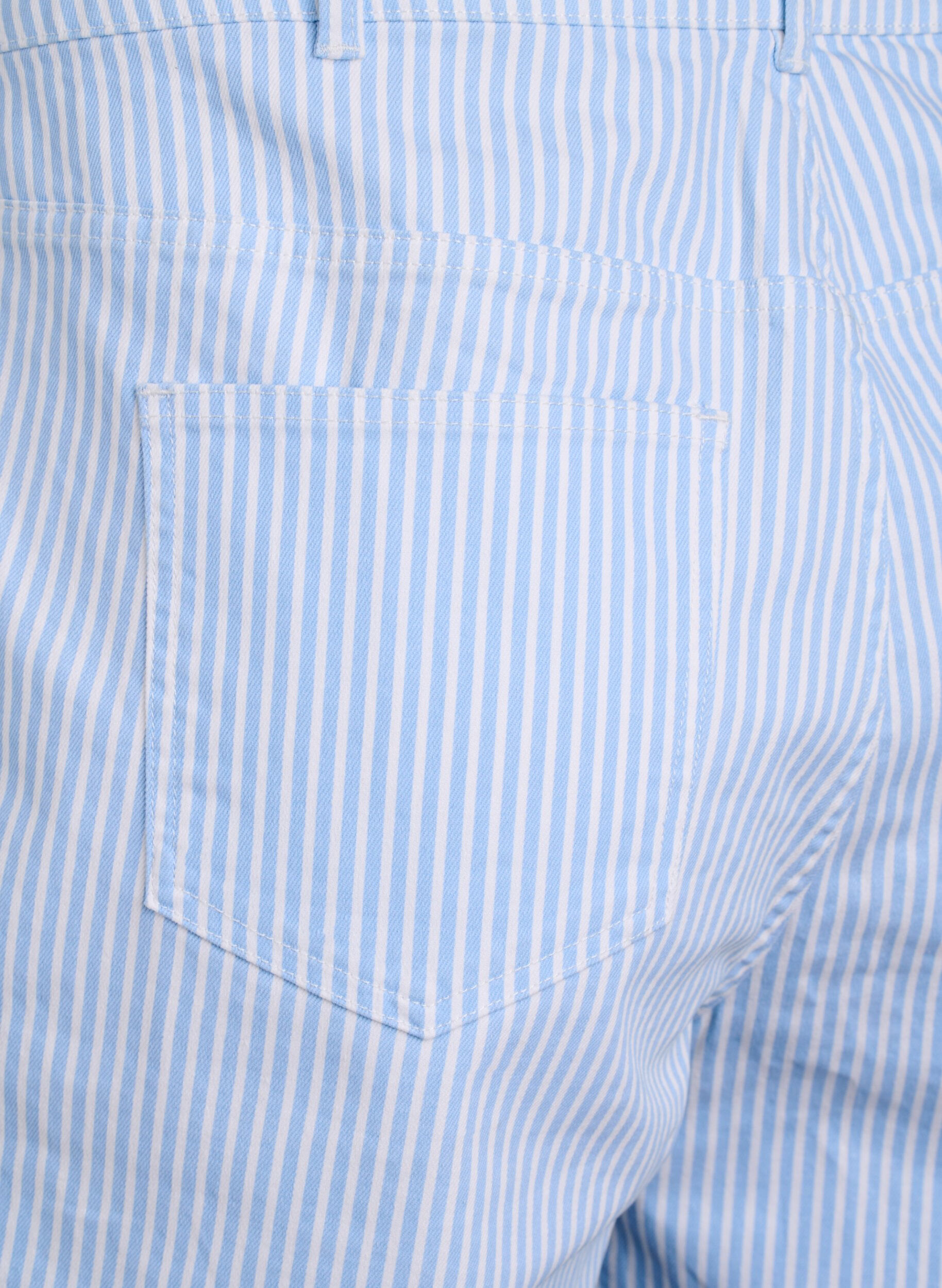 Zizzi Raidalliset bermuda-shortsit korkealla vy&ouml;t&auml;r&ouml;ll&auml;, Sininen, Packshot image number 3