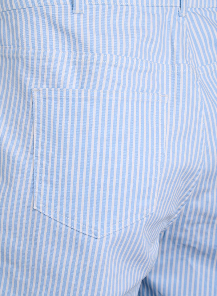 Raidalliset bermuda-shortsit korkealla vyötäröllä, Sininen, Packshot image number 3