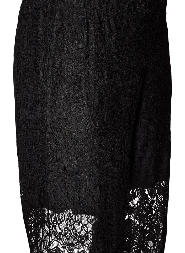 Pitsihousut suorilla lahkeilla ja alusshortseilla, Musta, Packshot image number 2