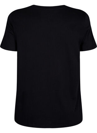 Puuvillainen T-paita, jossa on kullanvärinen teksti, Black w. Gold Love, Packshot image number 1