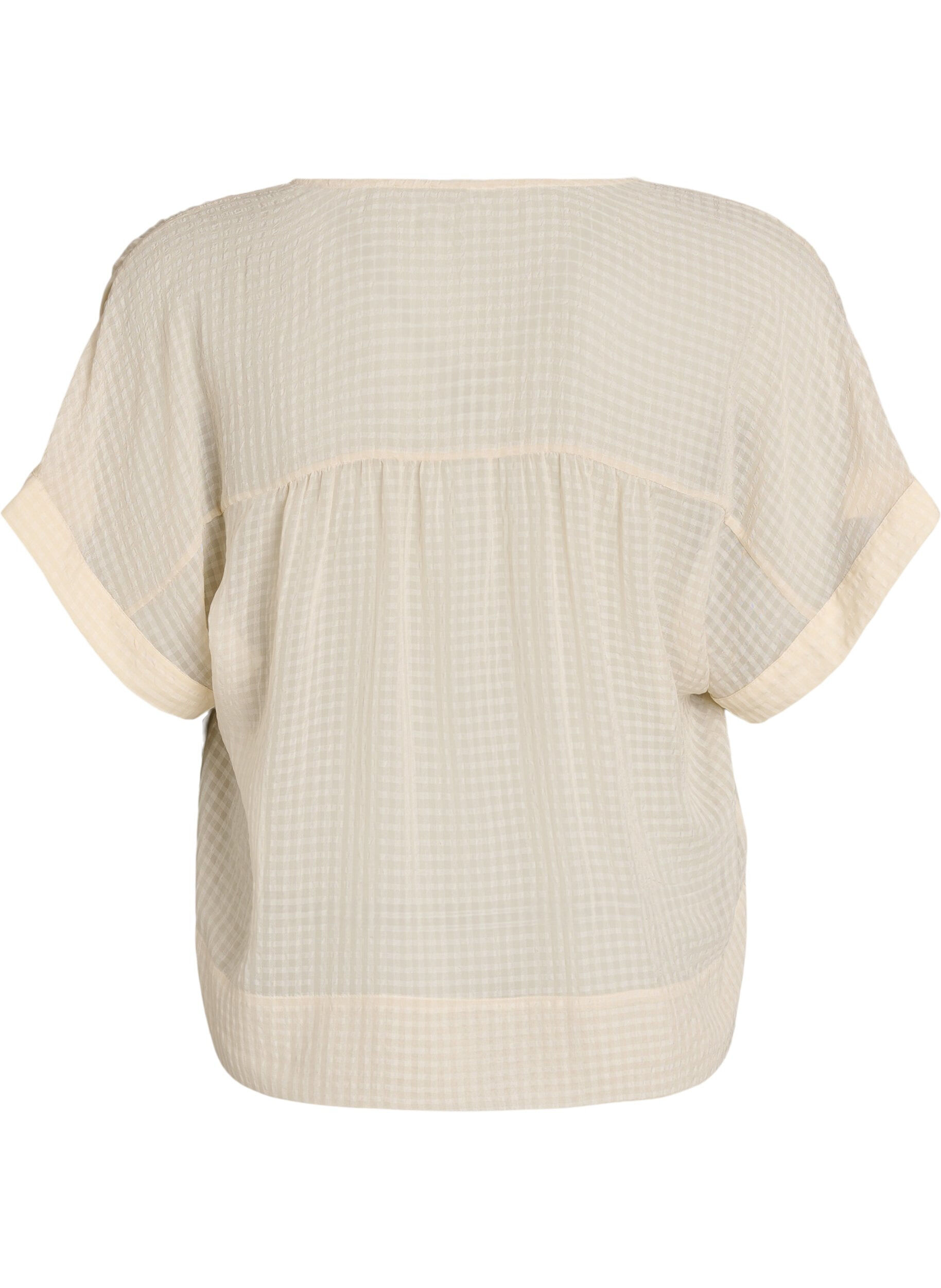 ZizziSeersucker -pusero V-p&auml;&auml;ntiell&auml;, Beige, Packshot image number 1