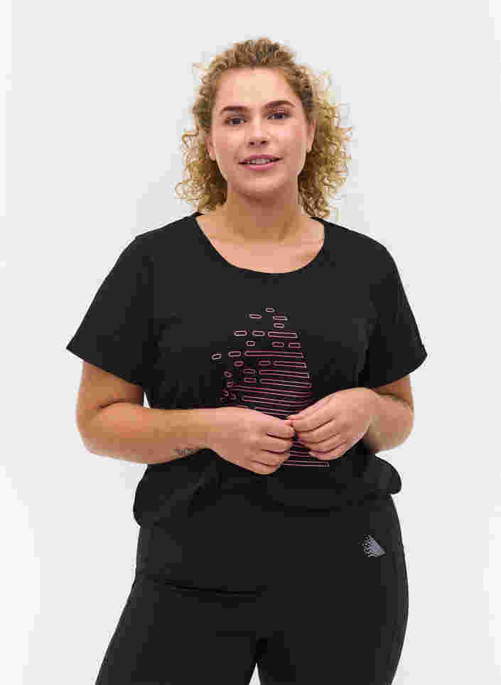 T-paita printillä treeniin , Black Diva Pink, Model image number 0