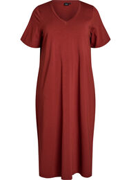 V-aukkoiset midi T-paitamekot, Punainen