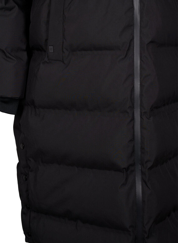 Pitk&auml; toppatakki hupulla, Musta, Packshot image number 3