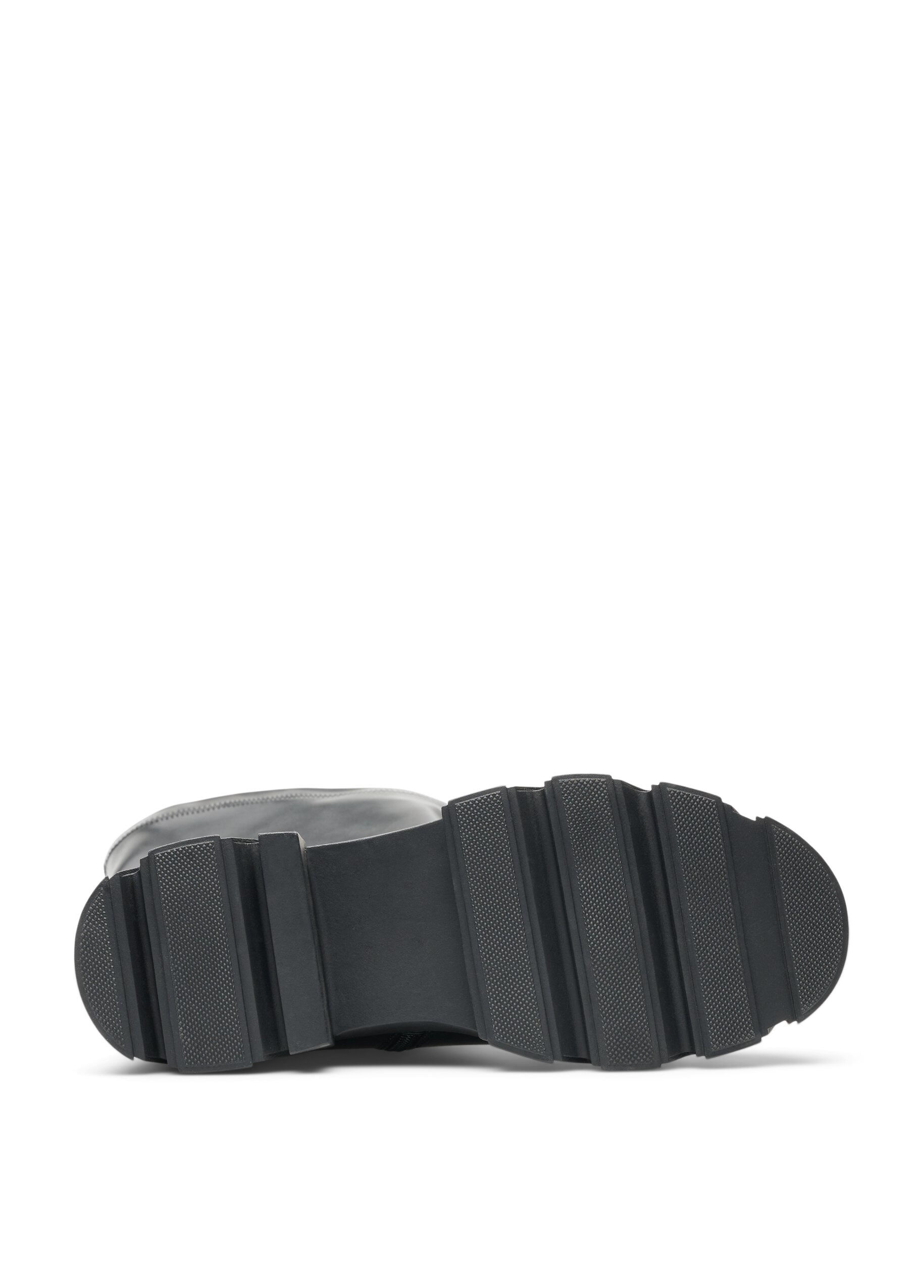 ZizziPitk&auml;, keinonahkainen saapas paksulla pohjalla, Musta, Packshot image number 4