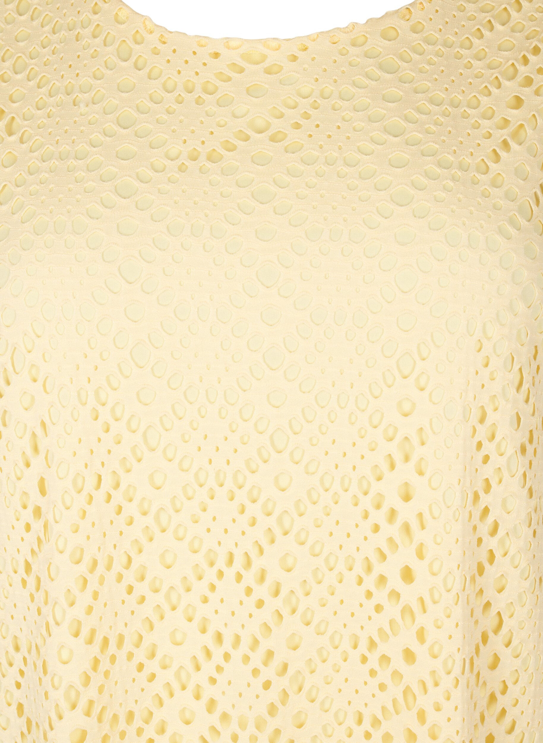 ZizziPolvimittainen mekko, jossa on silmukkakuvio ja lyhyet hihat, Keltainen, Packshot image number 2