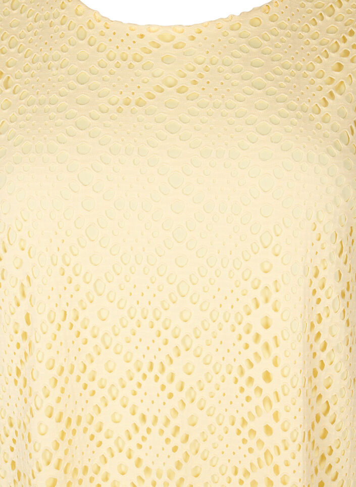 Polvimittainen mekko, jossa on silmukkakuvio ja lyhyet hihat, Keltainen, Packshot image number 2