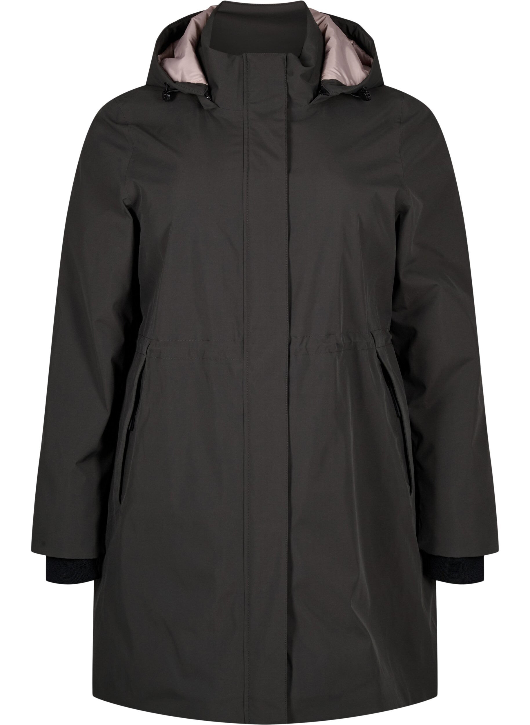 Zizzi Toiminnallinen parka-talvitakki hupulla, Raven, Packshot image number 0