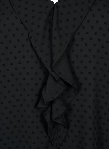 Pusero, jossa on röyhelöitä ja pilkullinen tekstuuri, Black, Packshot image number 2